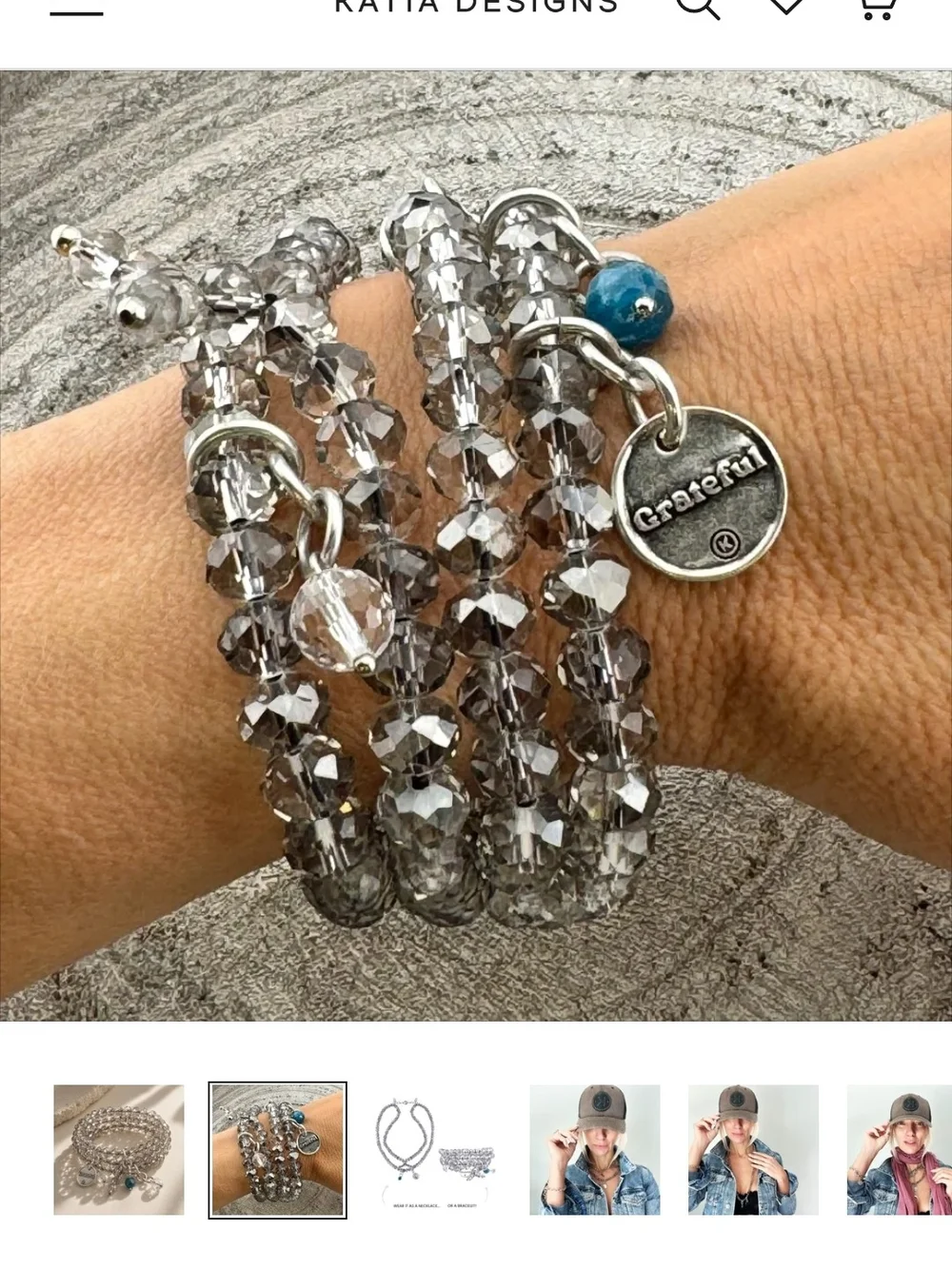 Katia Designs Grateful Crystal Boho Wrap Bracelet/Necklace